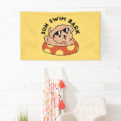 夏クール犬フローティング – かわいい子犬プールパーティー 横断幕 (インサイチュ)