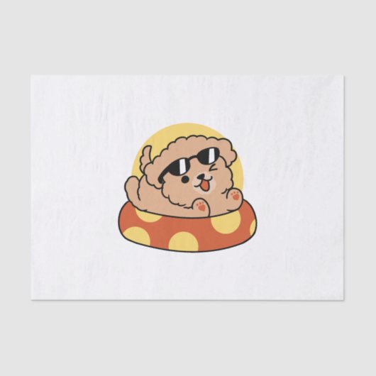 夏クール犬フローティング – かわいい子犬プールパーティー 薄葉紙 (正面)