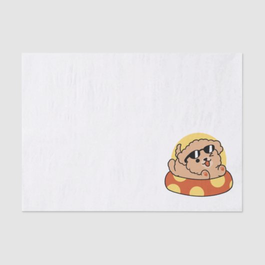 夏クール犬フローティング – かわいい子犬プールパーティー 薄葉紙 (正面)