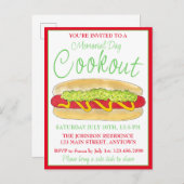 夏コックアウトピクニックメイン赤いスナッパーホットドッグ私 インビテーションポストカード (正面/裏面)