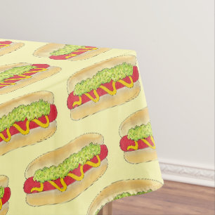 夏コックアウトピクニックメイン赤いスナッパーホットドッグ私 テーブルクロス