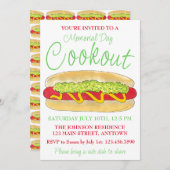 夏コックアウトピクニックメイン赤いスナッパーホットドッグ私 招待状 (正面/裏面)