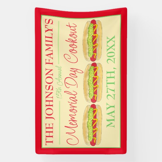 夏コックアウトピクニックメイン赤いスナッパーホットドッグ私 横断幕 (縦)