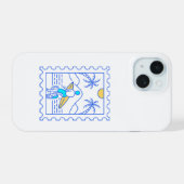 夏サーフィン切手1 iPhone 15ケース (裏面横)