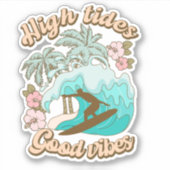 夏サーフィン熱帯ビーチおもしろい シール (正面)