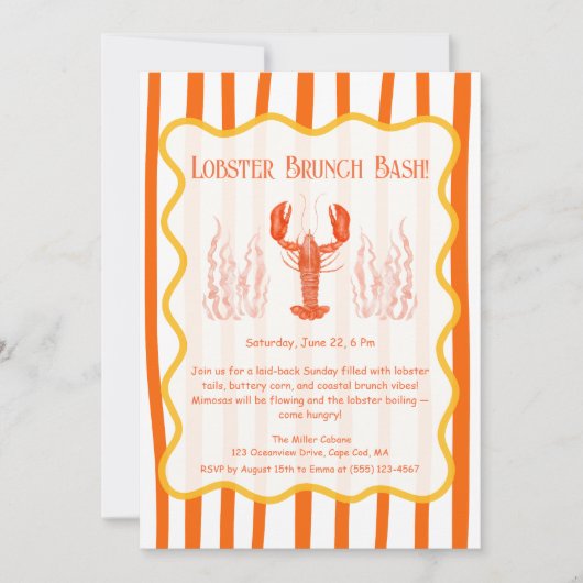 夏シーフードバッシュ – ロブスターボイルブランチ 招待状 (正面)