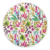 夏スタイリッシュカラフル熱帯花の模様 セラミックノブ (正面)