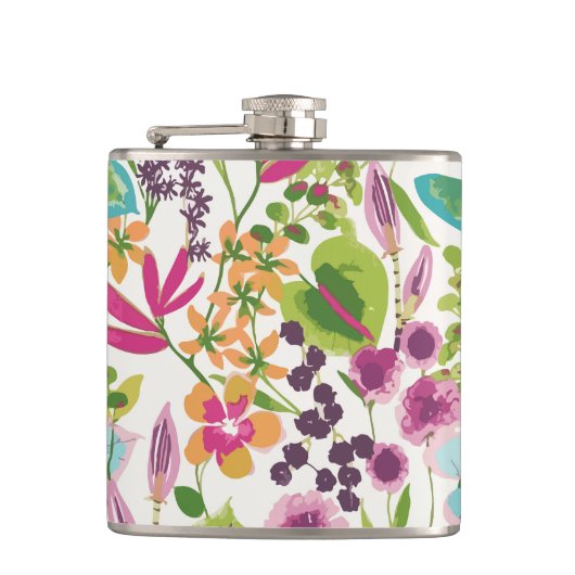 夏スタイリッシュカラフル熱帯花の模様 フラスク (正面)