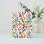 夏スタイリッシュカラフル熱帯花の模様 ポストカード (スタンド正面)