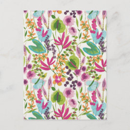 夏スタイリッシュカラフル熱帯花の模様 ポストカード