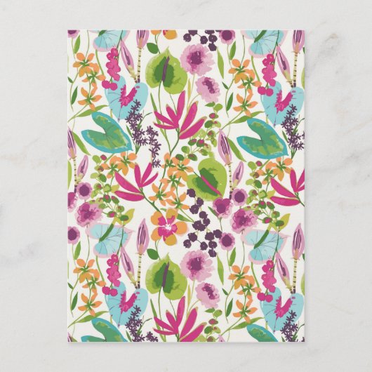 夏スタイリッシュカラフル熱帯花の模様 ポストカード (正面)