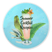  夏スタイル水彩カクテル葉カスタム セラミックノブ (正面)