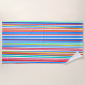 夏ストライプの赤黄 ビーチタオル (正面)