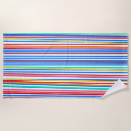 夏ストライプの赤黄 ビーチタオル