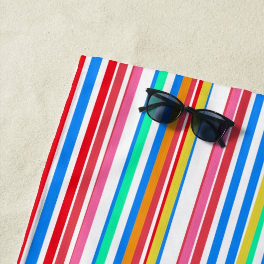 夏ストライプの赤黄 ビーチタオル (インサイチュ)