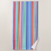 夏ストライプの赤黄 ビーチタオル (正面)