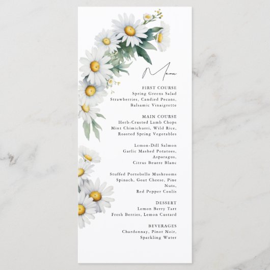 夏デイジーの結婚花のメニュー メニュー (正面)