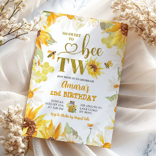 夏デイジーひまわりビー第2誕生日 招待状