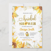 夏デイジーひまわり金ゴールドビーブライダルシャワー 招待状 (正面)