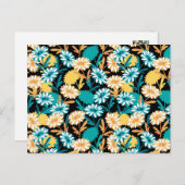 夏デイジーフラワーガーデンブラックバーズ ポストカード (正面/裏面)