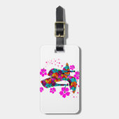 夏ハイヒールシューズ熱ピンクの花 ラゲッジタグ (正面縦)