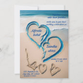 夏ハートビーチ海ブルー結婚ズ 招待状 (正面)