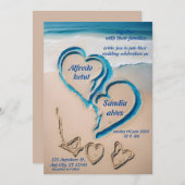 夏ハートビーチ海ブルー結婚ズ 招待状 (正面/裏面)