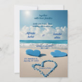 夏ハートビーチ海ブルー結婚ズ 招待状 (正面)