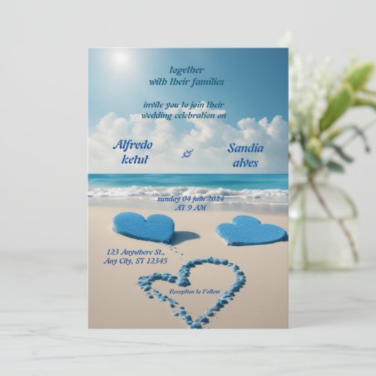 夏ハートビーチ海ブルー結婚ズ 招待状 (スタンド正面)