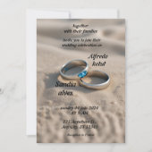 夏ハートビーチ海ブルー結婚ズ 招待状 (正面)