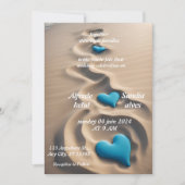 夏ハートビーチ海ブルー結婚ズ 招待状 (正面)