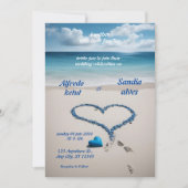 夏ハートビーチ海ブルー結婚ズ 招待状 (正面)