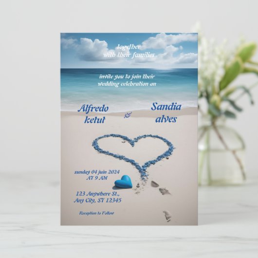 夏ハートビーチ海ブルー結婚ズ 招待状 (スタンド正面)