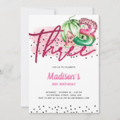 夏バルーンレターメロン誕生日 招待状 (正面)