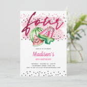 夏バルーンレターメロン4歳の誕生日 招待状 (スタンド正面)