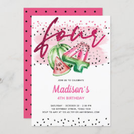 夏バルーンレターメロン4歳の誕生日 招待状