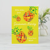 夏パイナップルピクニック熱帯パーティーお祝い 招待状 (スタンド正面)