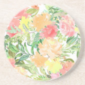 夏パステルオレンジとピンクの花コースター コースター (正面)
