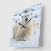 夏パック氷の上の大人のホッキョクグマ スクエア壁時計 (傾斜)