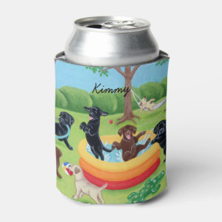 夏パーソナライズされたのおもしろいラブラドール絵画 缶クーラー