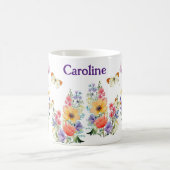 夏パーソナライズされたカラフルかわいらしの花 コーヒーマグカップ (中央)