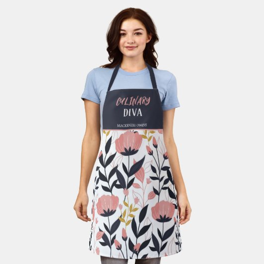 夏パーソナライズされたフローラ女子エプロン エプロン (着用した状態)