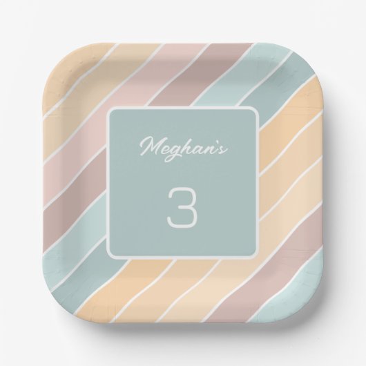 夏パーソナライズされたモダンのバイブのクリーム色 ペーパープレート (正面)