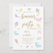 夏パーティーアイスクリーム書道Sweet sixteen 招待状 (正面)