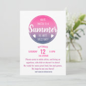 夏パーティーピンクサンセットプグラデーションロンプル 招待状 (スタンド正面)