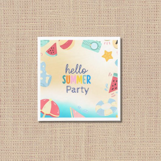 夏パーティーフェスティバル誕生日カラフルビーチ スタンダードランチョンナプキン