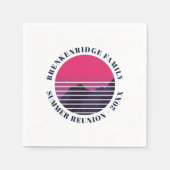 夏パーティーレトロサンセットマウンテンズファミリー紙 スタンダードカクテルナプキン (正面)