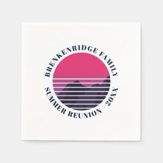 夏パーティーレトロサンセットマウンテンズファミリー紙 スタンダードカクテルナプキン