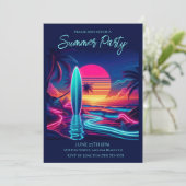 夏パーティー – サンセットサーフボードネオンライト –  招待状 (スタンド正面)