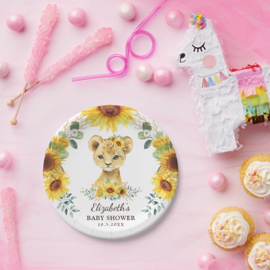夏ヒマワリライオンの子どもジャングルのベビーシャワー ペーパープレート (パーティー)